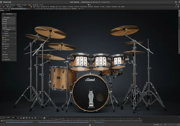 Virtual drum kit interface with keyboard key mappings