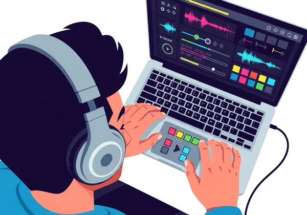 Orang menikmati penciptaan rentak dengan alat dalam talian