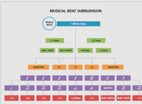 Visual chart of musical note subdivisions